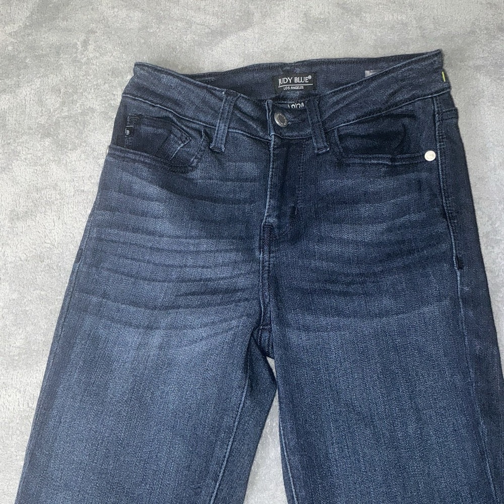 Judy Blues JB8113dkDK Dark Wash Straight Slim Jeans Sz 0/24 High Rise